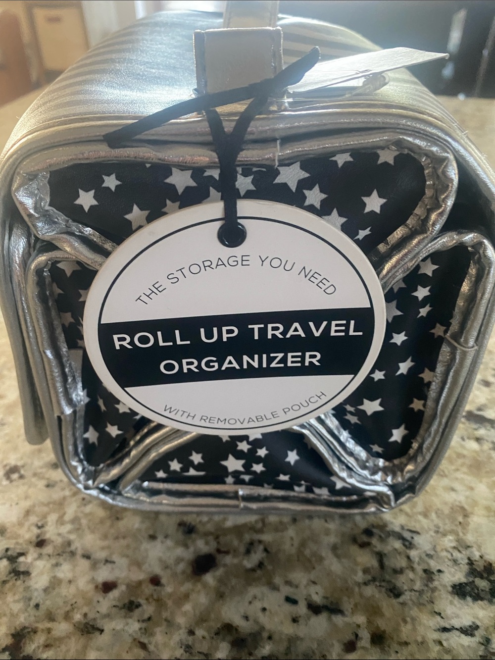 Roll Up Travel Organizer - Silver with Black Star Liner